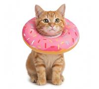 Cat Donut Collar, Soft Adjustable Cat Cone Collar for Recovery, Cute Pink Donut Design Cats Recovery Collar to Stop Licking for Kitten Cats