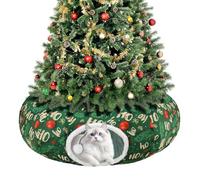 Cat Donut Tunnel Bed Under Christmas Tree Cat Skirt,Christmas Cats Tube Foldable Kitty Cave Bed with Cushion&Toy Ball,Dia-3FT Kitty Peekaboo Playground for Kitten Puppy Small Animal (Green)