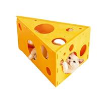 Cat Donut Tunnel, Cat Tent with Tunnel, Cheese-Shaped Felt Cat Hideout House, Multi-Hole Interactive Crawl Play Cave for Indoor Cats, Outdoor-Ready, Dog Tube, Pet Hideaway for Dogs，40x30x26.5cm