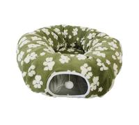 Cat Donut Tunnel Soft Large Foldable Warm with Toy Ball Pet Supplies | Cat Cave Donut Puppy Bed for Indoor Home Apartment Living Room Bedroom Floor Corner Puppy Bunny Small Animal (Green)