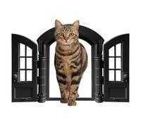 Cat Door - 10.75 Inch Lockable Entry | ABS Retro Pet Flap - Small French Style Cat Door With Double Panels For Bedroom Garage Window Indoor Outdoor Use