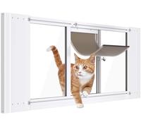 Cat Door for Window,Adjustable to Fits 33"-38" Width Sliding Windows,Aluminum Frame Window Cat Door Insert,Magnetic Close Cat Window Door,Quick Install Window Pet Door for Cats & Small Dogs