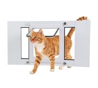 Cat Door for Window, Adjustable Width Fits 31"-36", Quick-Fit Cat Door Window Insert, Aluminum Frame with Tight Seal & Magnetic Closure, 4 Locking Modes for Pet Access Control