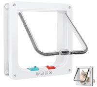 Cat Door for Windows, Pet Doors and Sliding Door, Safety Pet Door with 4 Way Lock, Weatherproof Cat Flaps for Wooden Doors & Wall, Two-Way Entry & Exit Cat Door Dog Flap (Medium, 16cm x 15.7cm Flap)