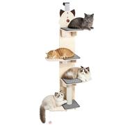 Cat Door Hanger, 4 Tier Cat Tree with Scratching Post & Pads, Over Door Shelves Door Mounted Cat Climber for Indoor Pets, 15 lb Capacity Ladder Perch Solid Wood Vertical Play Tower (B)