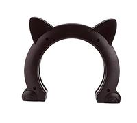Cat Door Interior CatHead Shaped Plastic Cat Pass Through Door with Fish Bone Pattern Professional Accessories for Use (Brown)