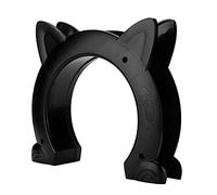 Cat Door Interior CatHead Shaped Plastic Cat Pass Through Door with Fish Bone Pattern Professional Accessories for Use (Black)