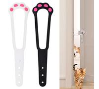 Cat Door Latch Holder, 4 Adjustable Sizes, Stronger Flex Cat Door Stopper, Keep Door Open 1.5" to 8", Pet Door Latch for Cats, Door Prop for Cats, No Tools Required, No Wall Damage, Black + White