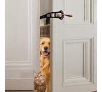 Cat Door Latch Holder, Universal Door Strap, Paw-Shaped Cat Door Latch Bracket, Adjustable Pet Door Lock for Letting Cats In Keeping Dogs Out (Black 31 * 3cm)