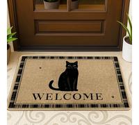 Cat Door Mat, Contemporary Casual Welcome Paw N/a Black Rubber Non-Slip Doormats for Floor for Home Indoor Outdoor Entryway Porch Decor 29x17 Inch