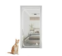 Cat Door Screen Anti-Scratch Mesh Screen Door With Zipper Stop Cats And Dogs From Running Out (C-white, 100x200cm)
