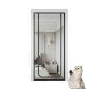 Cat Door Screen Anti-Scratch Mesh Screen Door With Zipper Stop Cats And Dogs From Running Out (U-grey, 100x210cm)