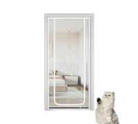 Cat Door Screen Anti-Scratch Mesh Screen Door With Zipper Stop Cats And Dogs From Running Out (U-white, 80x200cm)