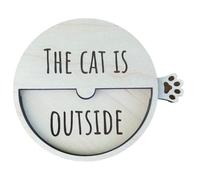 Cat Door Sign - Slideable In Out Wooden Outside Reminder, Status Indicator Board, Pet Safety Tracking Tool, Cute Home Decoration, Brown Small Unit Plus Moving Slider For Kids Family Friends