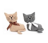 Cat Door Stop 16 x 20cm Cute Animal Fabric Doorstop for Home or Office Weighted Decorative Door Blocker Soft Cat Design Novelty Gift Idea Freestanding Stopper Assorted Colour