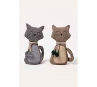 Cat Door Stop - Set of 2 - Animal Door Stops Homescapes Brown One Size