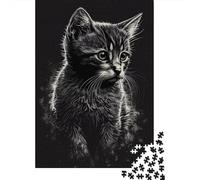 Cat Drawing 1000-Piece Puzzle for Adults, 52x38cm/1000pcs; White Cardboard Pieces for Neat Sorting; for Calm Concentration at Home