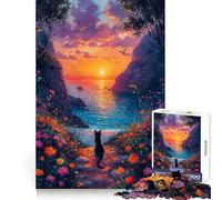 Cat Dreaming Landscape 1000 Piece Jigsaw Puzzle for Adults Mind Exercise Cozy Pastime Exact Cut Chic Xmas Gift (38x52cm)