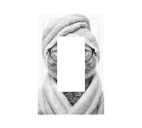 Cat Dressed in A White Bathrobe Light Switch Wall Plate Faceplate Cover Single Rocker 1 Gang Decorator Outlet Receptacle Covers for Home Kitchen Room Bathroom Decor