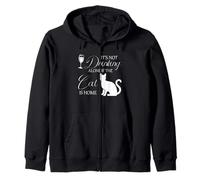 Cat Drinking Alone Humor Cat Is Home Pet Lover Quote Art Zip Hoodie