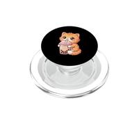 Cat Drinking Boba Tea Kawaii Bubble Milk Tea Lover Tapioca PopSockets PopGrip for MagSafe