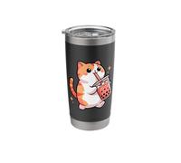 Cat Drinking Bubble Tea Boba Tea Lover Kawaii Anime Milk Tea Stainless Steel Insulated Tumbler