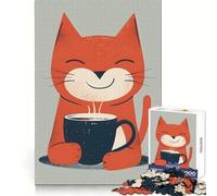 Cat Drinking Coffee Smile 1000 Piece Jigsaw Puzzle for Teenagers Brain Teasing Mindful Leisure Smooth Edges Chic Xmas Gift (50x75cm)
