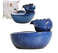 Cat Drinking Fountain, Ceramic Recirculating Water Bowl with Silent Pump and Waterfall Feature, Four Return Ports for Cats, Ideal Pet Water Dispenser