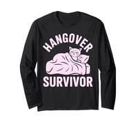 Cat Drinking Party Hangover Survivor Long Sleeve T-Shirt