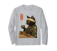 Cat Drinking Tea Japanese Tea Ceremony Art Print Long Sleeve T-Shirt