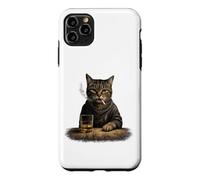 Cat Drinking Whiskey Vintage Bad Attitude Men Liquor Lover Case for iPhone 11 Pro Max