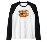 Cat Driving A Car Smoking A Cigarette 1970s Vintage Raglan Baseball Tee