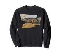 Cat Driving A Car Smoking A Cigarette 1970s Vintage Summer Sweatshirt