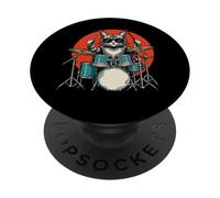 Cat Drummer Cute Kitten Drum Set Drums Lover PopSockets Adhesive PopGrip