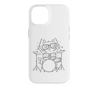 Cat Drummer Hand Drawn Sketch Drawing Drumming Case for iPhone 14