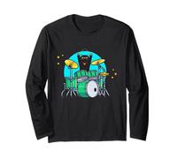 Cat Drummer Musician Kitty Drum Set Band Pet Lover Rock Art Long Sleeve T-Shirt