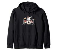 Cat Drummer Musician Kitty Drum Set Band Pet Lover Rock Art Zip Hoodie