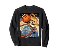 Cat Dunking Basketball Funny Ginger Tabby Kitten Sports Meme Sweatshirt
