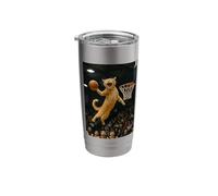 Cat Dunking Basketball Mid-Air Stainless Steel Insulated Tumbler