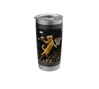 Cat Dunking Basketball Mid-Air Stainless Steel Insulated Tumbler