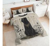 Cat Duvet Single Size, Fantasy Magic Kitten Black Coverless Duvet Double 10.5 Tog, Cat Bedding Set with Pillow Case, Bedroom Decor Quilt, Gifts