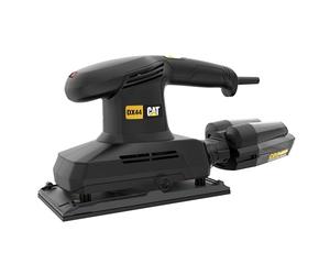 CAT DX44 Finishing Sander 350W 113x230mm | 6000-11000 RPM Variable Speed | Cyclone Dust Box | 2.4mm Orbit | Aluminium Base | Hook & Loop Clamp | Sanding Paper Included