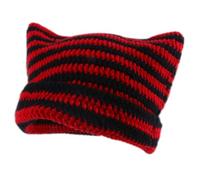 Cat Ear Beanie Winter Cat Ears Hats Soft Striped Cat Hat Y2k Knitted Hat Elastic Hat Slouchy Beanies Accessories
