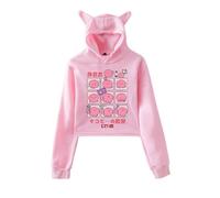 Cat Ear Crop Hoodie Takopi’s Original Sin Kawaii Sweatshirt Girls Fashion Casual Long-sleeved Y2k Harajuku Clothing-Pink||s