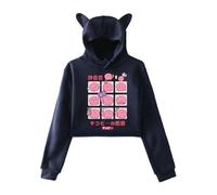 Cat Ear Crop Hoodie Takopi’s Original Sin Kawaii Sweatshirt Girls Fashion Casual Long-sleeved Y2k Harajuku Clothing-Navy||xx_l