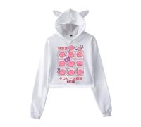 Cat Ear Crop Hoodie Takopi’s Original Sin Kawaii Sweatshirt Girls Fashion Casual Long-sleeved Y2k Harajuku Clothing-White||l