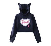 Cat Ear Crop Hoodie Takopi’s Original Sin Kawaii Sweatshirt Girls Fashion Casual Y2k Harajuku Clothing Takopii No Genzai Women Hoodie-Navy||x_l