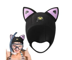 Cat Ear Diving Hood Neoprene 3mm Stretch Wetsuit Cap Adjustable Thermal Fit Sun Protection Swim Hat | Snorkeling Surfing Water Sports Beach Lightweight Unisex Adult Children Headwear