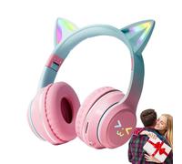 Cat Ear Game Headset,Foldable Wireless Over-Ear Headsets | Wireless Headsets With LED Light-up And Microphone For Business Trip, Home, Traveling