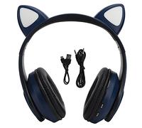 Cat Ear Gaming Headphones, Cute Wireless Gaming Headset Foldable Bluetooth Headphone Over-Ear Headsets for Computer Laptop Pc(Blue)